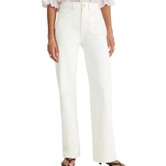 Madewell Denim - Madewell The Cleo Straight Jean~Size 26~White High Rise Patch Pocket NWT L5 25
